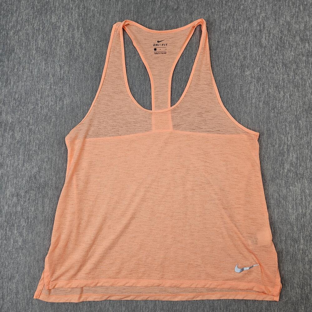 Nike Tank Top Womens L Orange Dri-FIT Breathe Racerback Lightweight Thin Running